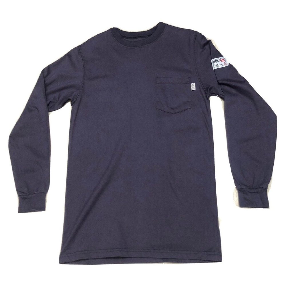 Tyndale Flame Resistant FR 8 Cal 2 Cat Navy Blue Long Sleeve Shirt Small USA